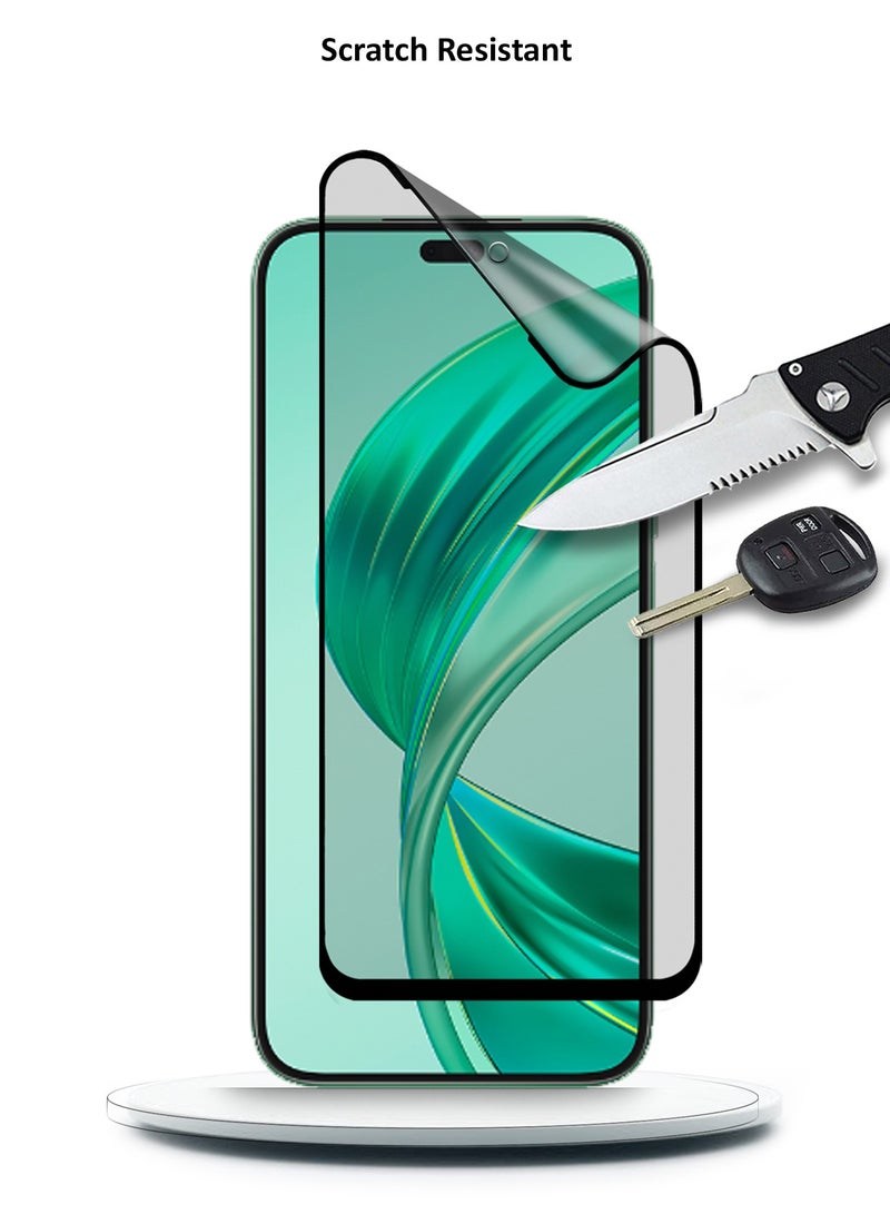 دبليو تيك هونر X8b 4G 2023 / هونر X8c 4G 2025 نانو سيراميك غراء كامل بغطاء كامل واقي شاشة مرن غير لامع (MSCNMN) - شفاف / أسود - Image 5