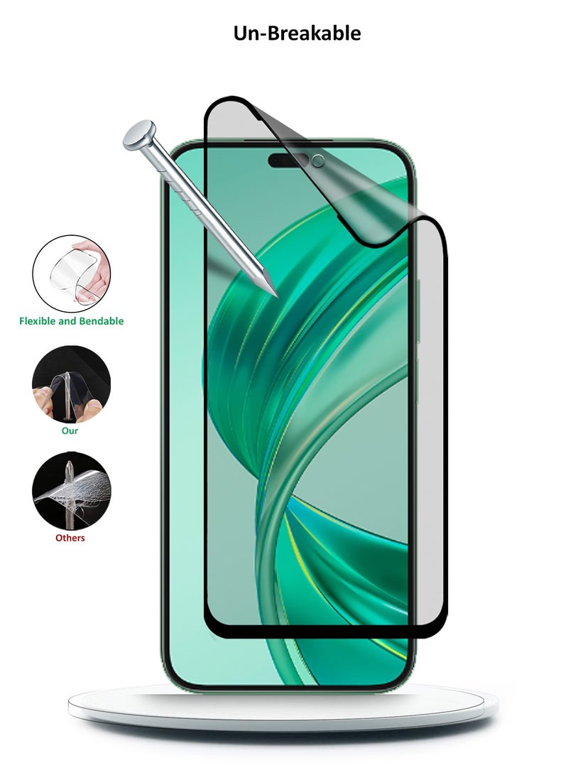 دبليو تيك هونر X8b 4G 2023 / هونر X8c 4G 2025 نانو سيراميك غراء كامل بغطاء كامل واقي شاشة مرن غير لامع (MSCNMN) - شفاف / أسود - Image 4