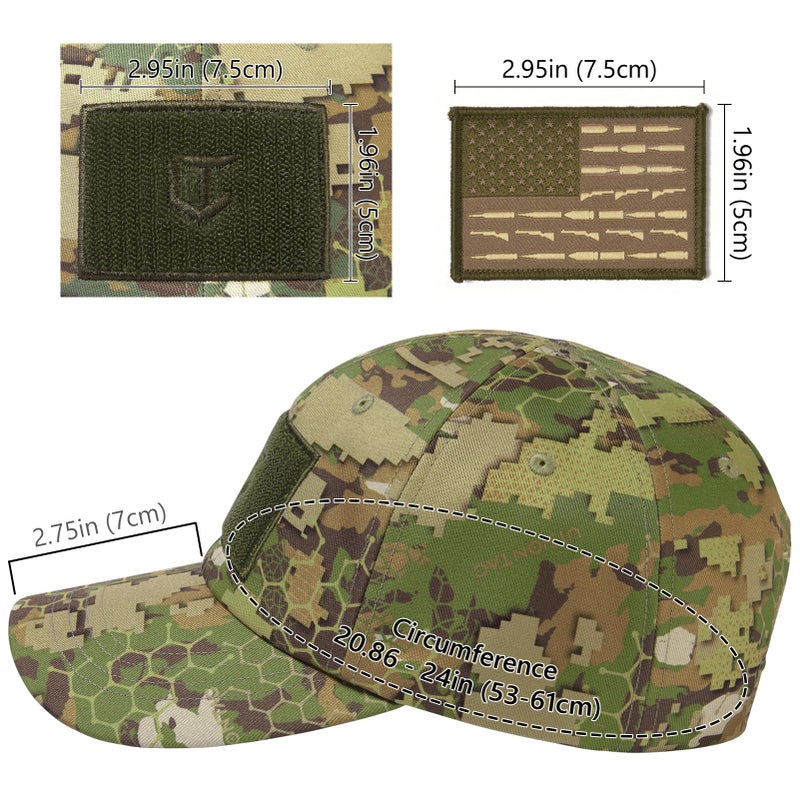 VisionTac Tactical Hat with Flag Patch Camo Military Army Hats Adjustable Trucker Baseball Cap Soft Top for Shooting - Image 3