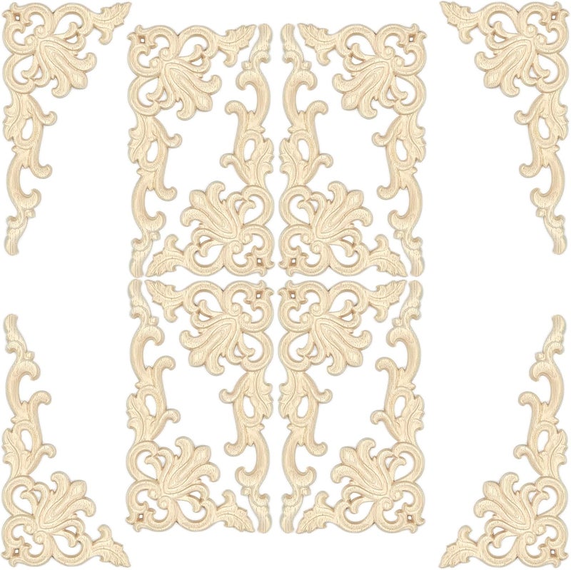 Aiminjey 12Pack Wood Appliques and Onlays Decorative Wooden Applique Carved Onlay 4724 inch Corner DIY Carving Decal Trim for Furniture Cabinet Bed Door Wardrobe Closet Mirror Photo Frame Decoration - Image 1