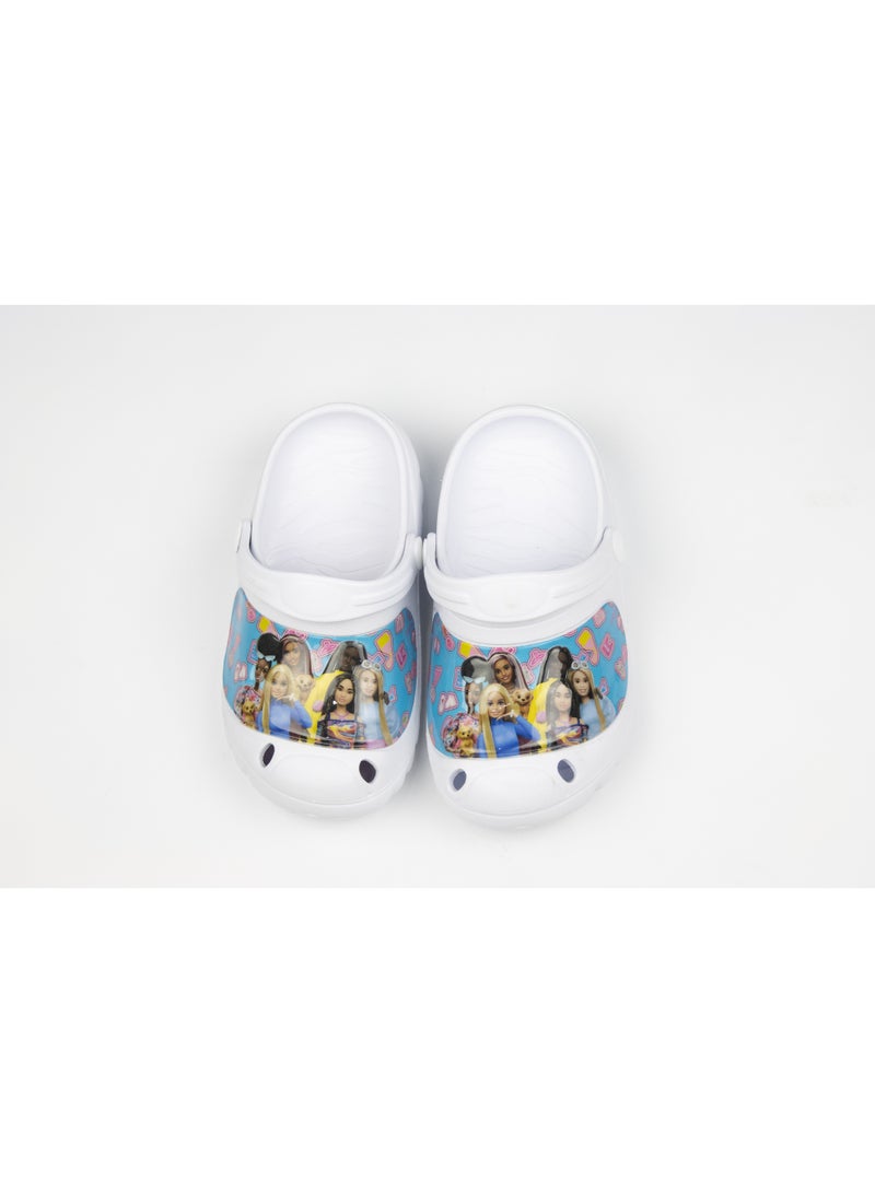 باربي قباقيب باربي للأطفال - صندل خفيف الوزن ومريح سهل الارتداء - أبيض - Image 1