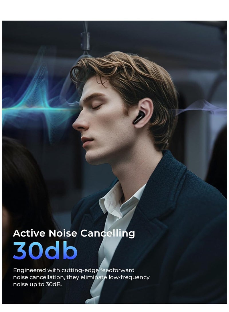 havit Bluetooth 5.4 Earbuds with Active Noise Cancelling (ANC), ENC for HD Calls, 10mm Bass Drivers, 24H Battery with LED Display, Fast Type-C Charging, Dual Pairing, Custom Sound via App, Ergonomic Design with 4 Eartip Sizes for Android, iPhone, Laptop  - Image 3
