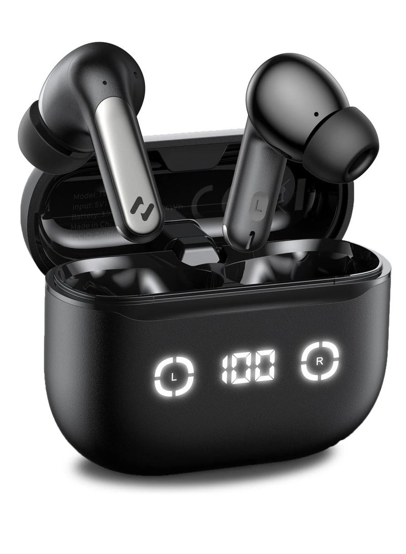 havit Wireless Earbuds Bluetooth Headphones - True Wireless Earbuds with 24-Hour Playtime, LED Digital Display, Dual ENC Mic & ANC Active Noise Cancellation for High-Quality Calls, 10mm Hi-Fi Drivers for Bass, Fast Charging with Type-C Port, Dual Pairing, Dedicated Sound App, Ergonomic Design, Compatible with iPhone Air, 17, 17 Pro, 17 Pro Max, Samsung S25 Ultra, Android, Laptop (Black) - Image 1
