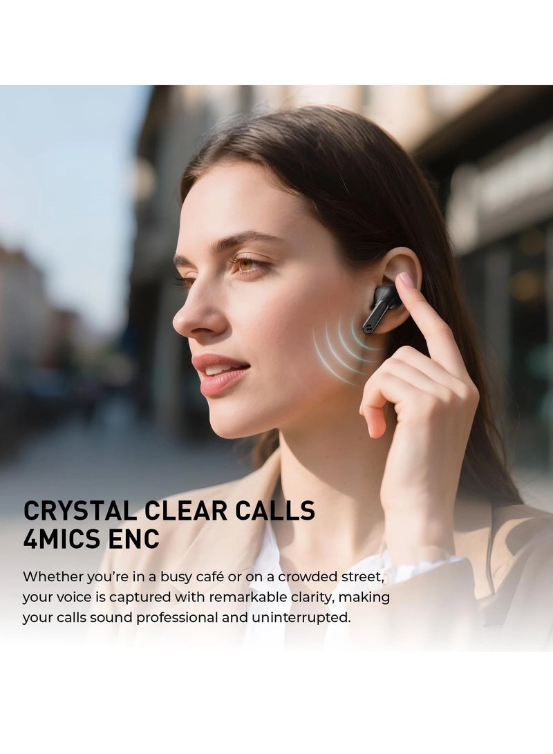 havit Wireless Earbuds Bluetooth Headphones - True Wireless Earbuds with 24-Hour Playtime, LED Digital Display, Dual ENC Mic & ANC Active Noise Cancellation for High-Quality Calls, 10mm Hi-Fi Drivers for Bass, Fast Charging with Type-C Port, Dual Pairing, Dedicated Sound App, Ergonomic Design, Compatible with iPhone Air, 17, 17 Pro, 17 Pro Max, Samsung S25 Ultra, Android, Laptop (Black) - Image 3