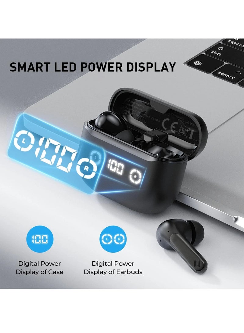 havit Wireless Earbuds Bluetooth Headphones - True Wireless Earbuds with 24-Hour Playtime, LED Digital Display, Dual ENC Mic & ANC Active Noise Cancellation for High-Quality Calls, 10mm Hi-Fi Drivers for Bass, Fast Charging with Type-C Port, Dual Pairing, Dedicated Sound App, Ergonomic Design, Compatible with iPhone Air, 17, 17 Pro, 17 Pro Max, Samsung S25 Ultra, Android, Laptop (Black) - Image 5