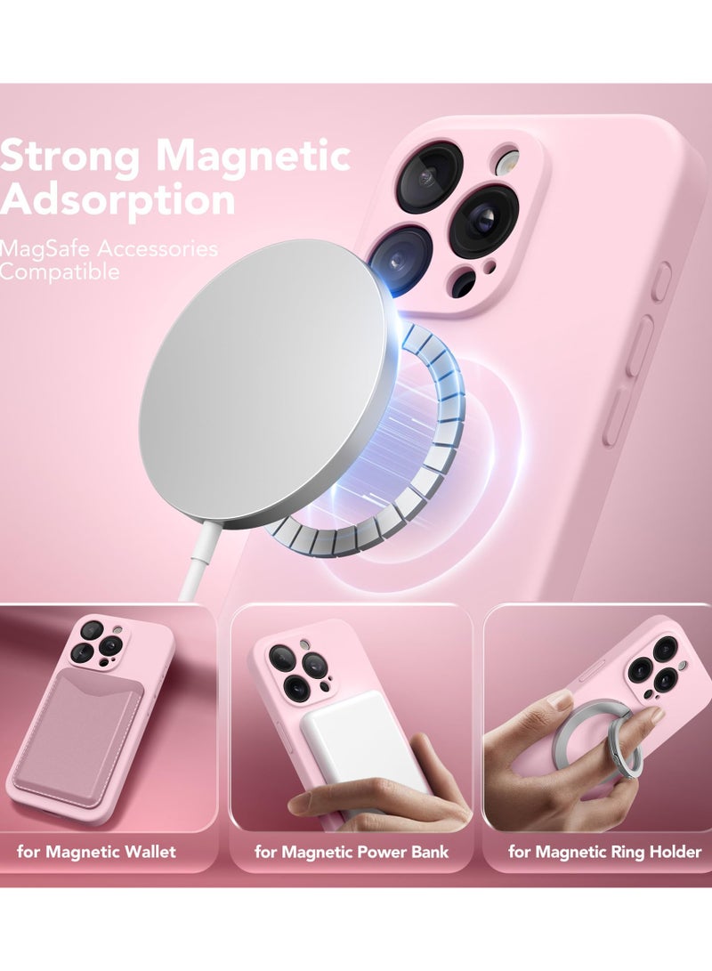 SUYDANBOX Magnetic for iPhone 14 Pro Case Compatible with MagSafe, [Full Camera Protection][Screen Protector] Silicone Shockproof Protective Phone Case for iPhone 14 Pro 6.1" Chalk Pink - Image 2