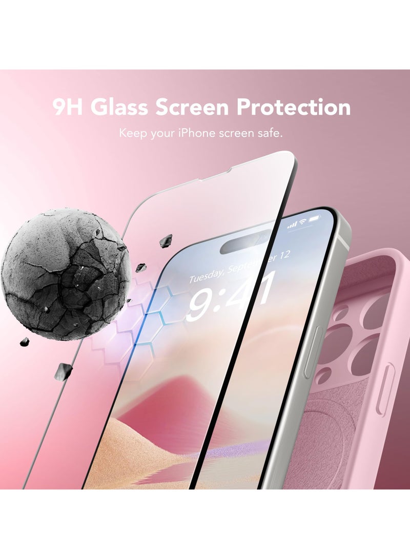 SUYDANBOX Magnetic for iPhone 14 Pro Case Compatible with MagSafe, [Full Camera Protection][Screen Protector] Silicone Shockproof Protective Phone Case for iPhone 14 Pro 6.1" Chalk Pink - Image 4