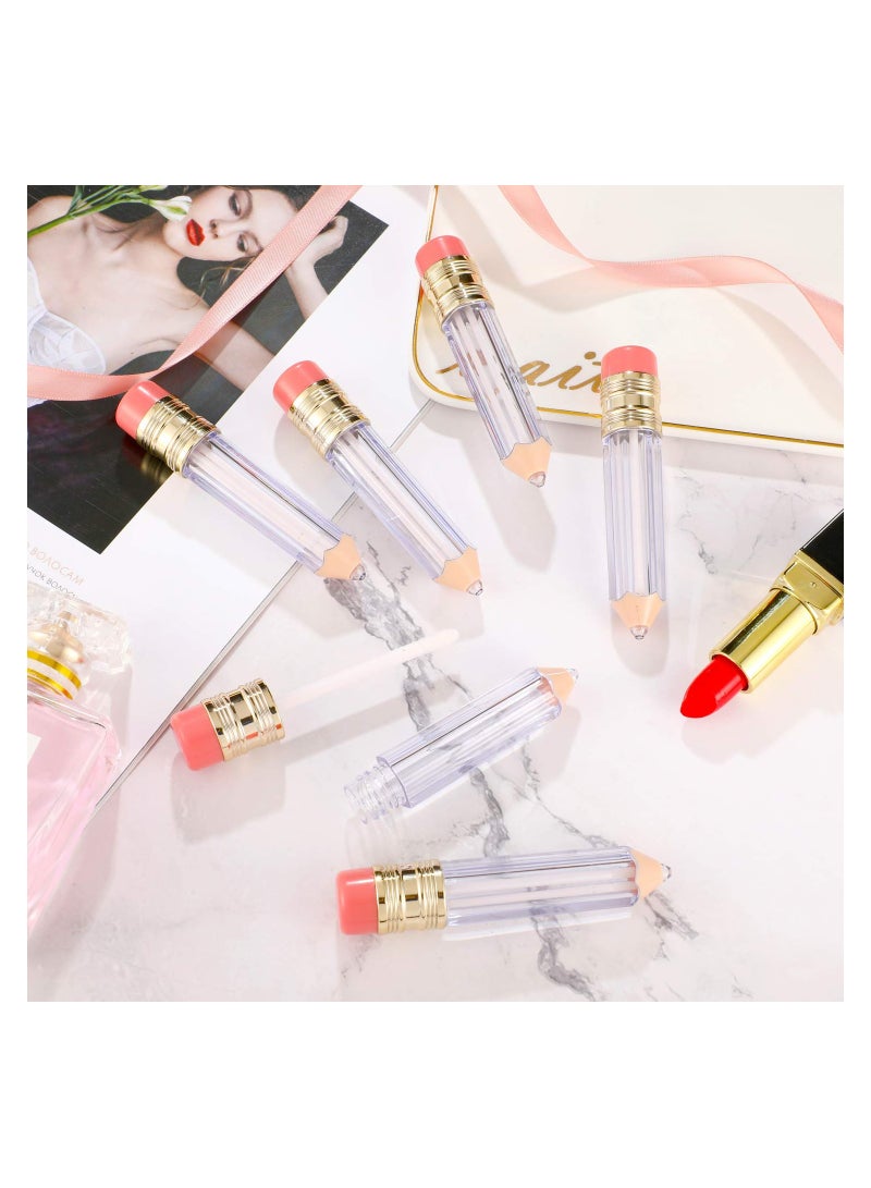 SOLARAE Empty Lip Gloss Tube Containers, 5ml/0.17oz Cute Mini Pencil Shaped Refillable Clear Lip Balm Bottles Makeup, with Brush Tip Applicator for Women Girl DIY - Image 5
