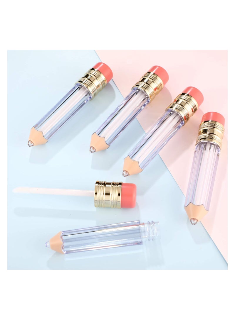 SOLARAE Empty Lip Gloss Tube Containers, 5ml/0.17oz Cute Mini Pencil Shaped Refillable Clear Lip Balm Bottles Makeup, with Brush Tip Applicator for Women Girl DIY - Image 4