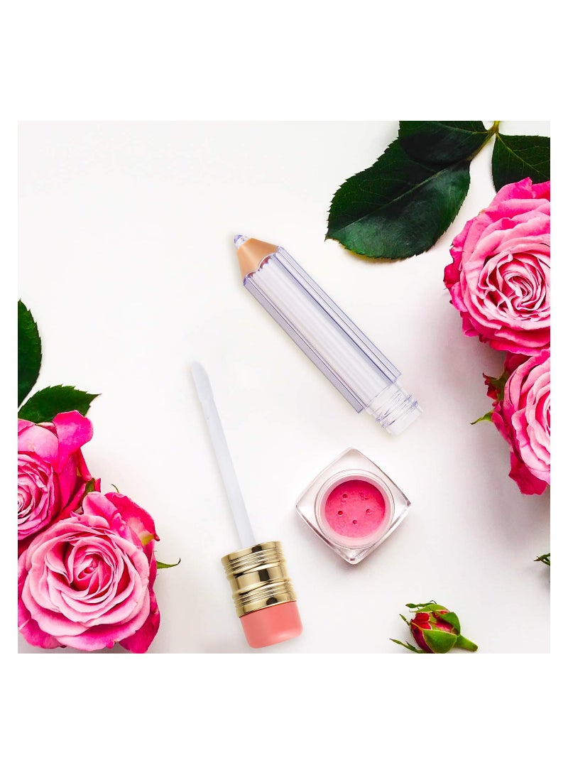 SOLARAE Empty Lip Gloss Tube Containers, 5ml/0.17oz Cute Mini Pencil Shaped Refillable Clear Lip Balm Bottles Makeup, with Brush Tip Applicator for Women Girl DIY - Image 2