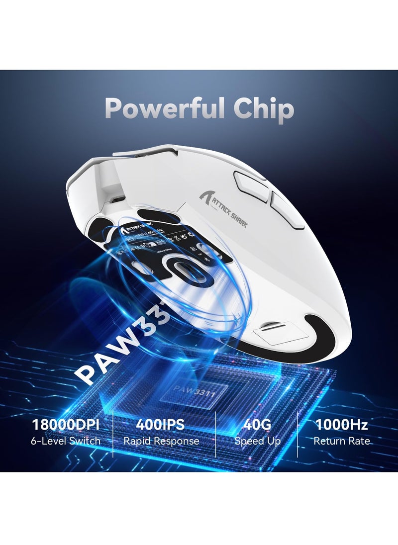 Attack Shark - R1 Wireless Gaming Mouse, PAW3311 Optical Sensor 18K DPI, 59g Ultralight 2.4Ghz/BT/Wired Computer Mice for Win/Mac - Image 1