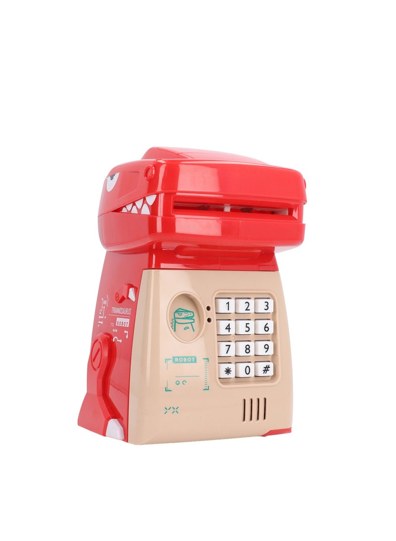 فيلوز حصالة ديناصور للأطفال محمية بكلمة مرور ذات سعة كبيرة، حصالة إلكترونية تعليمية للأطفال باللون الأحمر - Image 1