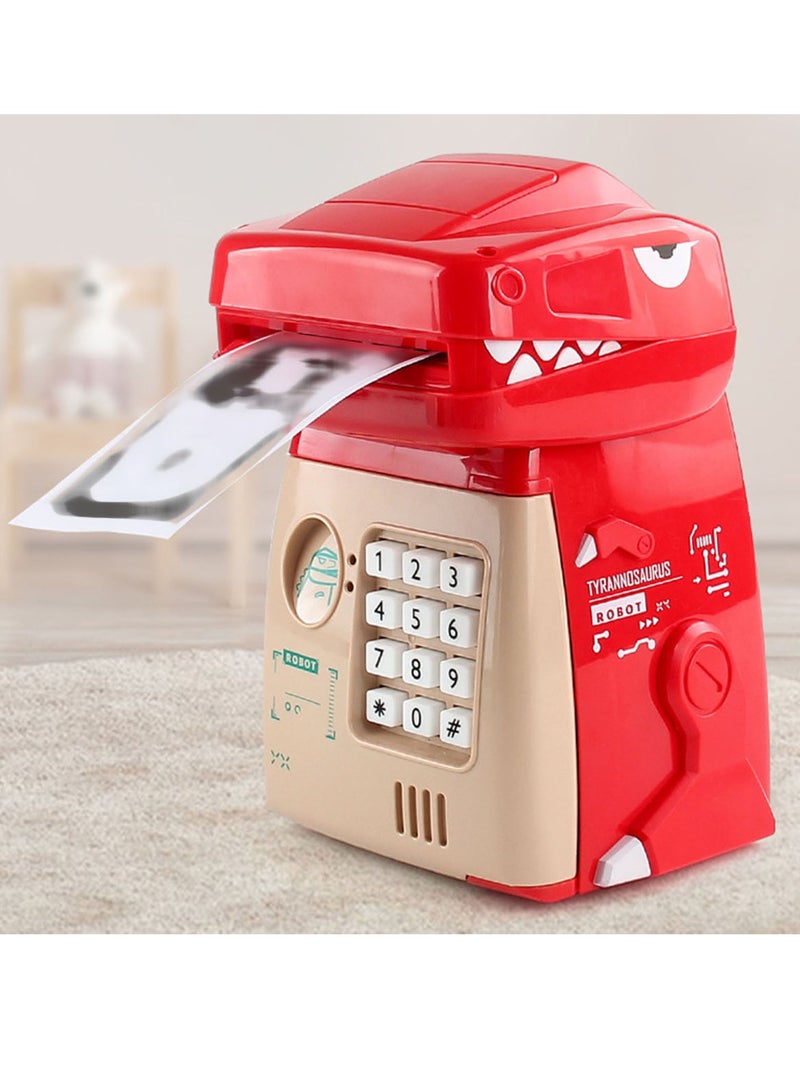 فيلوز حصالة ديناصور للأطفال محمية بكلمة مرور ذات سعة كبيرة، حصالة إلكترونية تعليمية للأطفال باللون الأحمر - Image 5