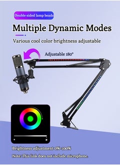 XiuWoo RGB Microphone Arm Stand,Mic Arm with RGB Light for QuadCast/Blue Yeti/Snowball/Shure SM7B/Rode NT1/Elgato,Rotatable Suspension Boom Scissor Stand for Gaming Streaming Podcasting YouTube  - Image 5