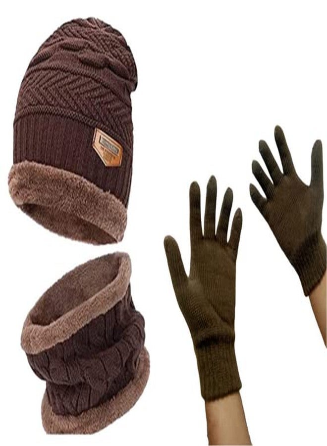 SILENT MONK SPORTS 3 in 1 Winter wear Pack of 3 items Woolen Cap + Neck Scarf and Hand glows. UNISEX & FREE-SIZE. Feel hotter in Winter - Image 1