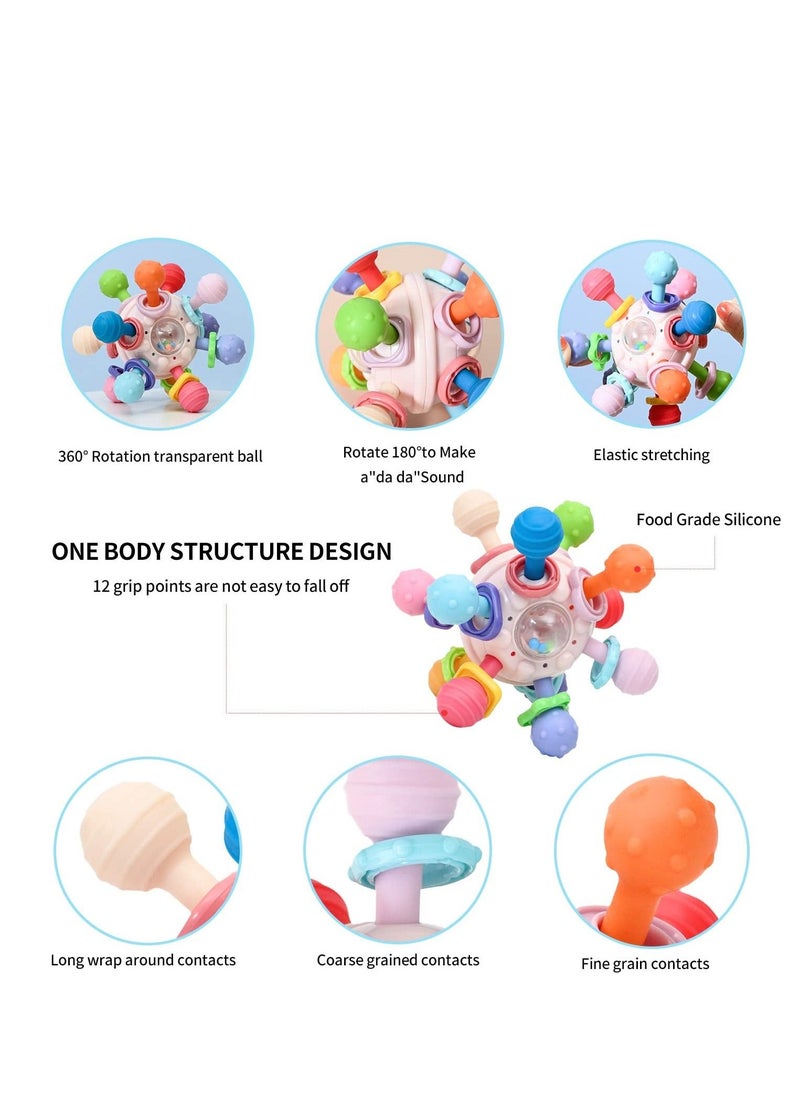 Baby Sensory Toy Teething Toy, Montessori Grasping Activities Toys Chew Ball Rattle Toy for Infant 3 Months+ with Box, Teethers Chew Toys, Blue - Image 2