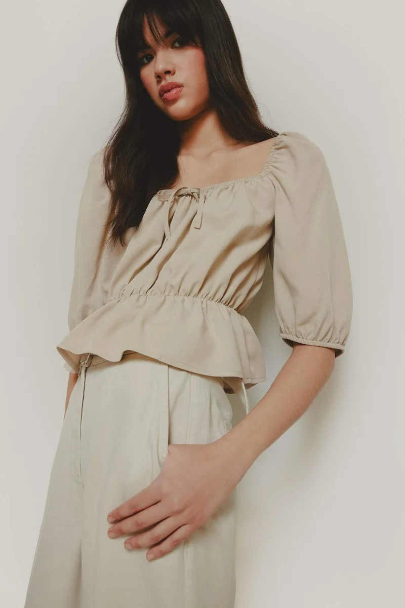 ديفاكتو Regular Fit U Neck Linen Blend Blouse