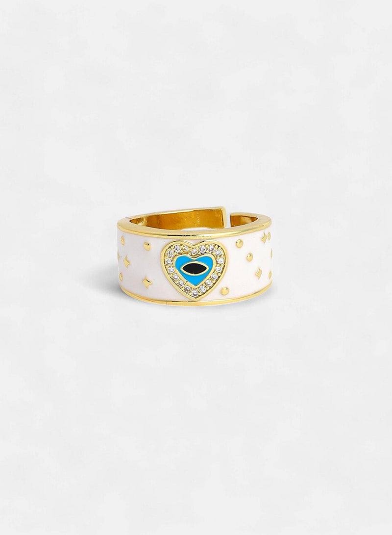 SOHI Stone Studded Adjustable Evil Heart Artificial Finger Ring Jewellery - Image 1
