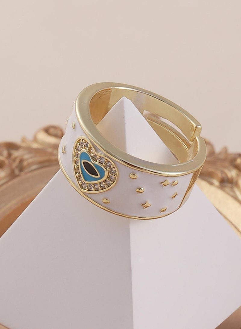 SOHI Stone Studded Adjustable Evil Heart Artificial Finger Ring Jewellery - Image 2
