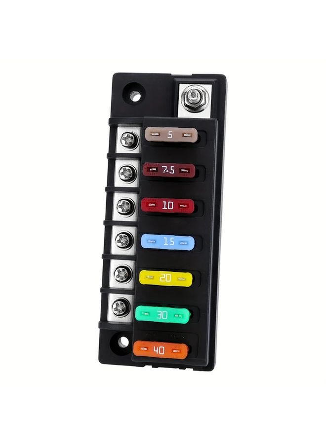 12V 6 Way Blade Fuse Block Without LED Indicator ATO Fuse Box With Cover For Automotive Marine Truck Car Boat RV - Image 4