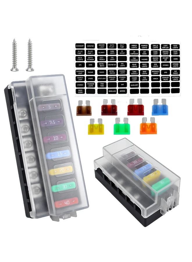 12V 6 Way Blade Fuse Block Without LED Indicator ATO Fuse Box With Cover For Automotive Marine Truck Car Boat RV - Image 1