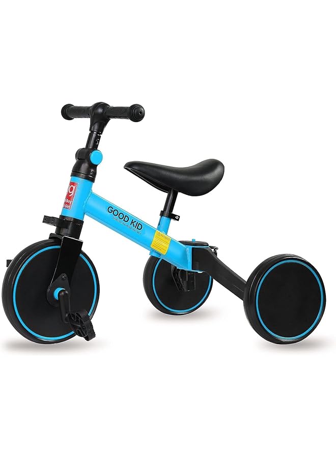 SKY-TOUCH 4 In 1 Kids Balance Bike Kids Tricycles For 1 4 Years Toddlers Trike With Adjustable Seat Indoor Outdoor Boys Girls Kids First Birthday Gifts Blue 