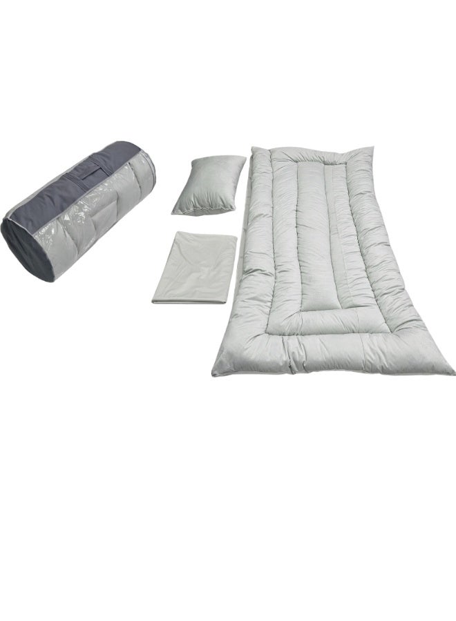 سمارت هوم بكج الضيوف ٤ في١ يتكون من مرتبة وبطانية خفيفة ووسادة وحقيبة أنيقة حزمة مخملية ناعمة الملمس مصنوعة من مواد عالية الجودة ، مرتبه قطن طبيعي نفر واحد مقاس 10X90X200 سم - Image 4