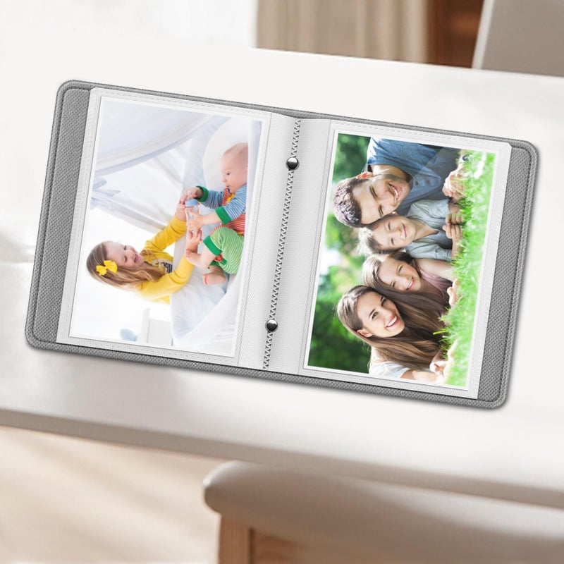 Fintie Fintie Photo Album 5x7 Photos - 52 Photos Small Mini Capacity Premium Vegan Leather Cover Photo Book  Portable Wallet Photo Album for Wedding Family Boys Girls Art Work  Spring Bloom - Image 4