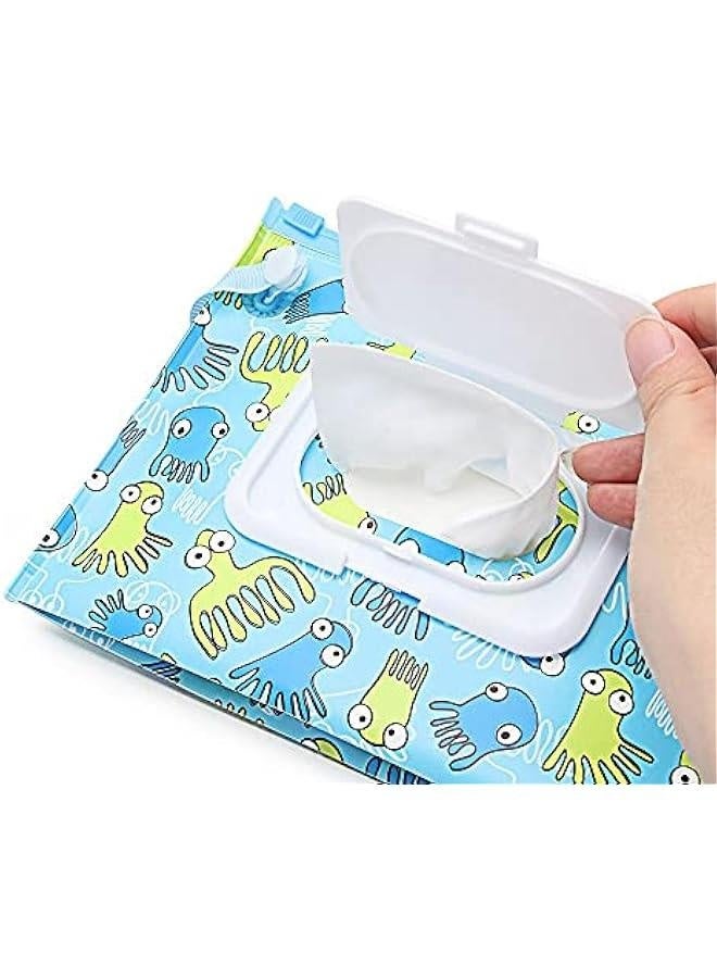 4Pcs Wet Wipes Bag Wipes with Easy-Carry Snap-Strap Portable Flip Cover Cosmetic Pouch Tissue Box Accessories(7.09inch)  - Image 4