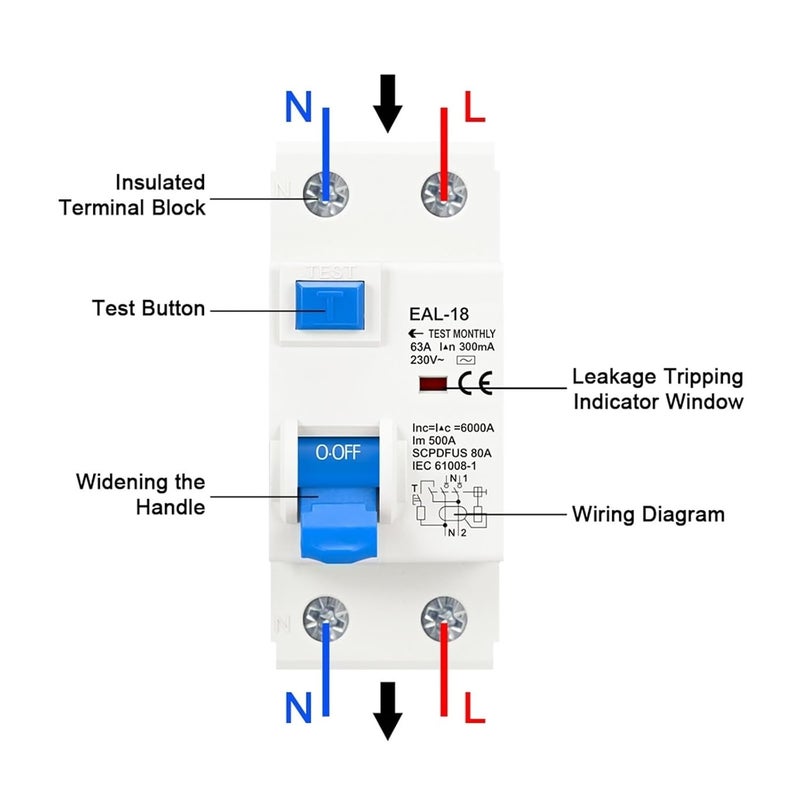 4P 50A 10mA AC RCCB RCD ELCB Electromagnetic Residual Current Circuit Breaker Safety Switch - Image 5