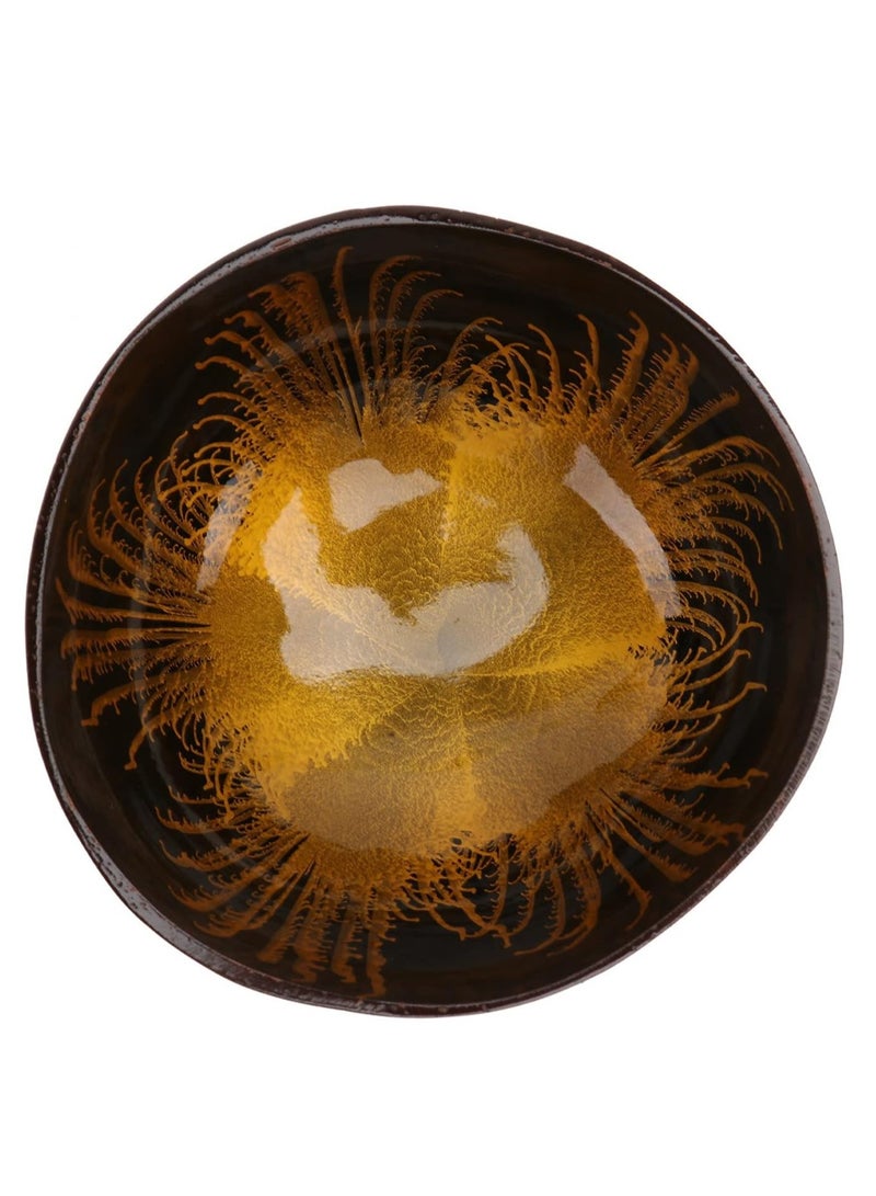SYOSI Coconut Bowls, Natural Coconut Bowl Shell Bowls Key Bowl for Entryway Table Candy Container Nuts Holder Bowl for Decoration (Golden) - Image 1