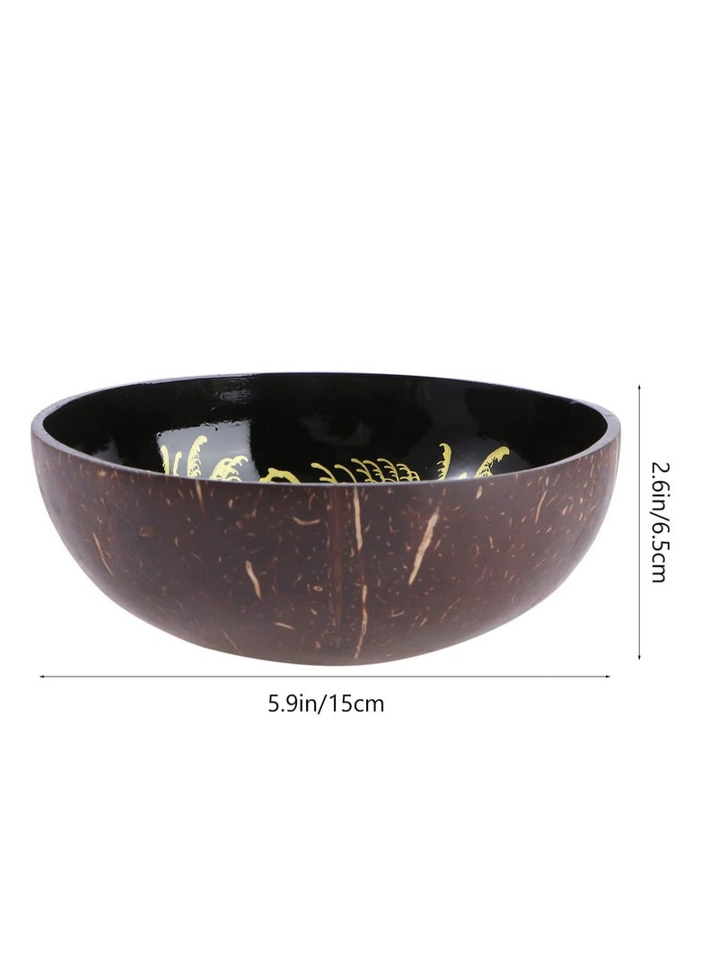 SYOSI Coconut Bowls, Natural Coconut Bowl Shell Bowls Key Bowl for Entryway Table Candy Container Nuts Holder Bowl for Decoration (Golden) - Image 2