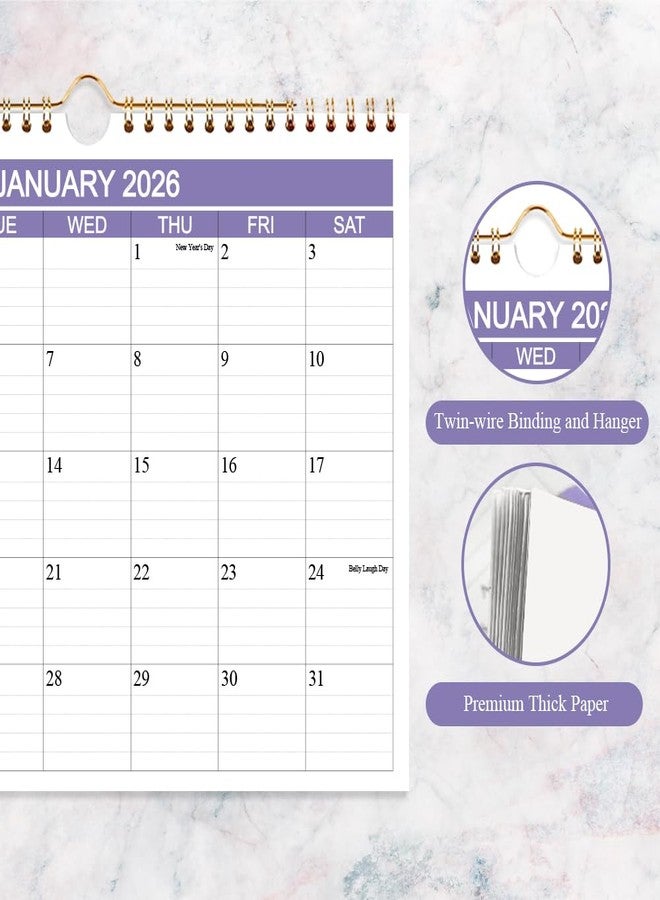 Getvow 2026 Calendar - Wall Calendar 2026-2027 Runs from January 2026 - June 2027, 18 Months Calendar with Thick Paper for Planning and Organizing at Home or Office, 8.5 x 11 in, Purple - Image 2