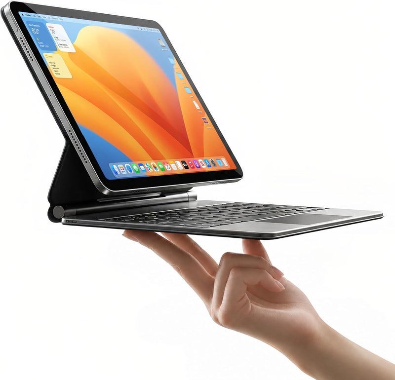 هوو علبة لوحة مفاتيح HOU لجهاز iPad Air الجيل الخامس، iPad Air الجيل الرابع مقاس 10.9 بوصة وiPad Pro مقاس 11 بوصة (الجيل الثالث/الثاني/الأول)، تصميم مغناطيسي عائم، لوحة لمس متعددة اللمس، إضاءة خلفية بـ7 ألوان - تخطيط أمريكي - أسود - Image 1