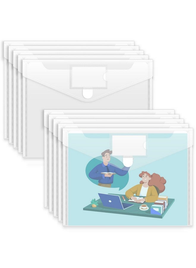 سويز مجموعة من 10 مظاريف بلاستيكية لحفظ الملفات، مجلد شفاف للمستندات بحجم A4 مع جيوب ملصقات للمدرسة والعمل المنزلي والمكتب المنظم، شفاف - Image 1