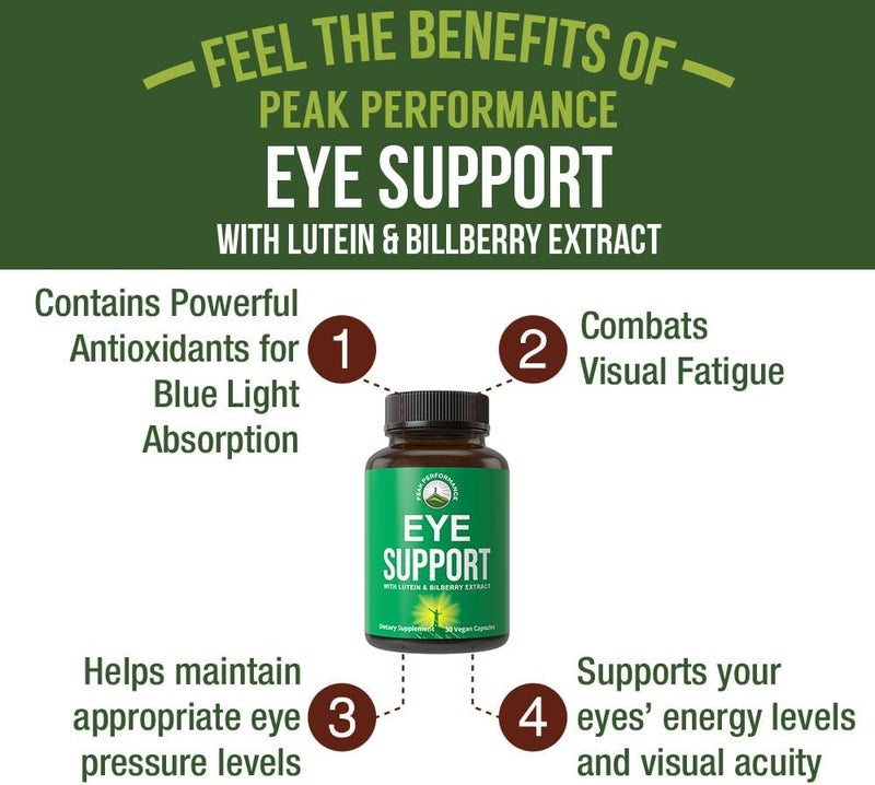 Peak Performance Eye Vitamins  Macular Support Supplement with Lutein Zeaxanthin Astaxanthin Carotenoids Bilberry Extract Capsules for Aging Eyes Computer Smartphone Users Avoid Degeneration - Image 2