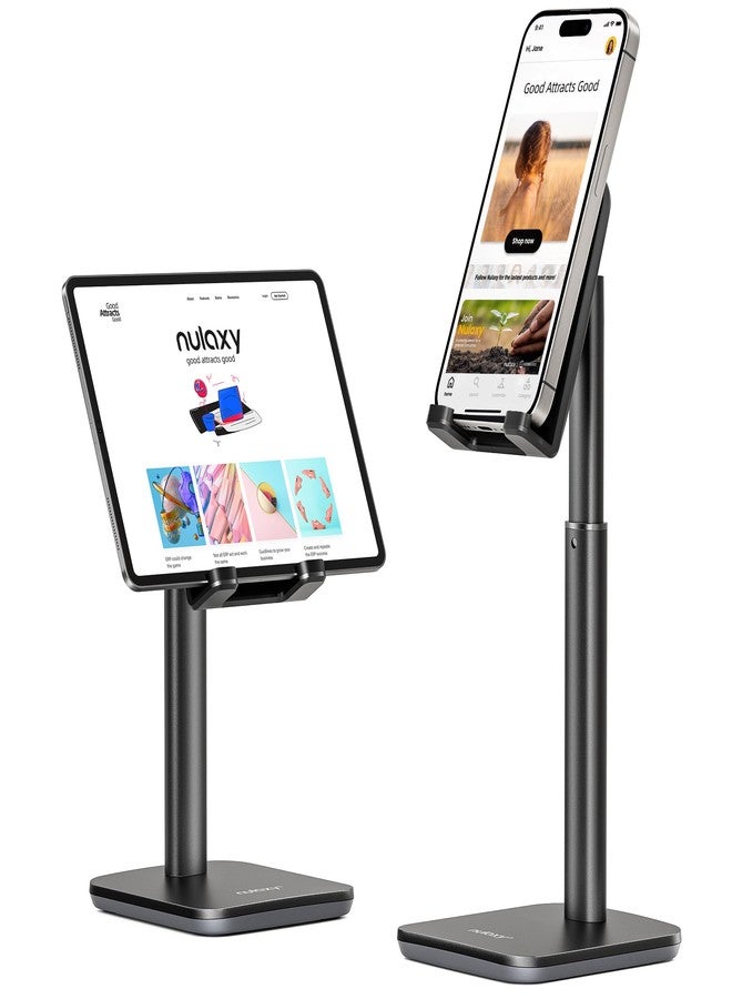 Nulaxy Phone Stand, Upgraded Height Angle Adjustable Cell Phone Stand, Cradle, Dock, Desk Phone Holder Compatible with iPhone Xs Xr 8 X 7 6, All Smartphones - Black - Image 1