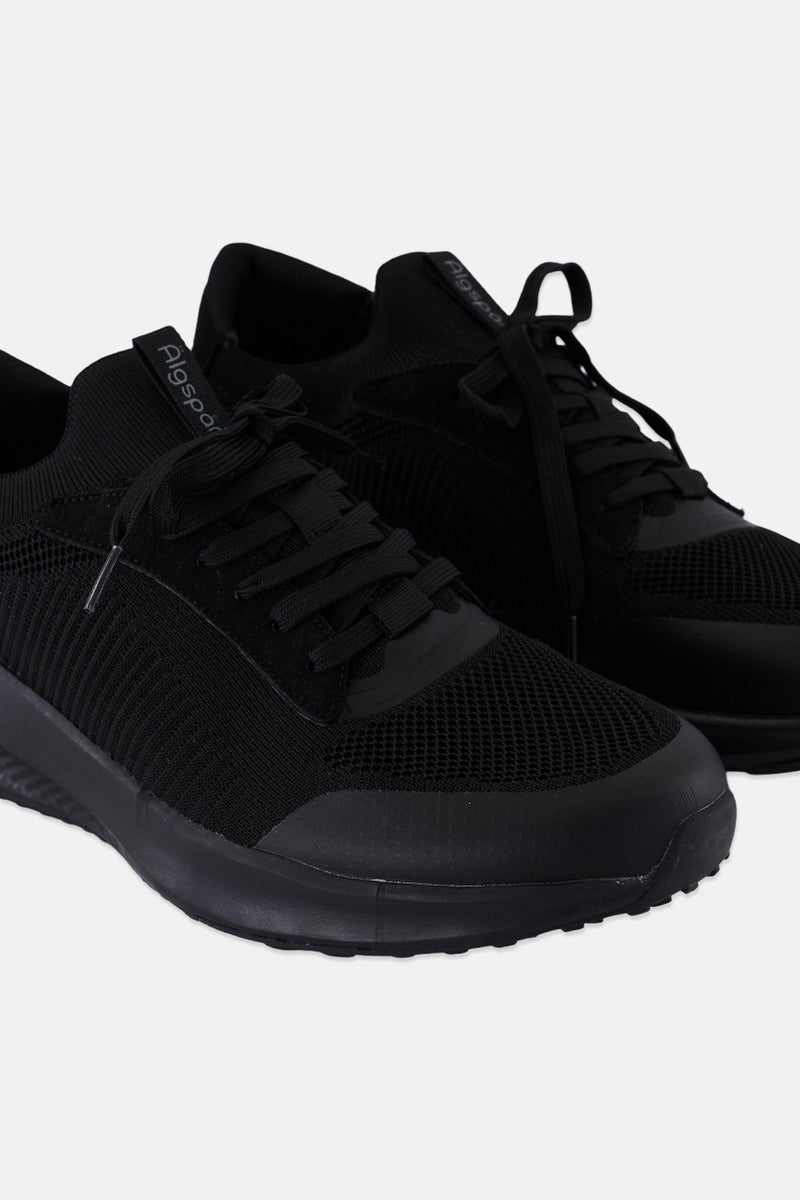 Algspar Men Lace Up Sneakers Shoes, Black - Image 3