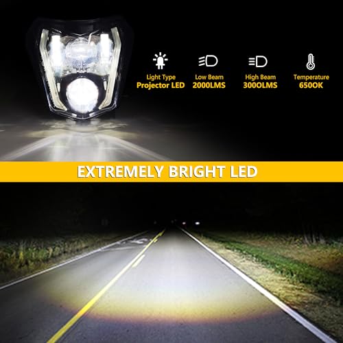 RAMJET4X4 LED Motorcycle Headlight Dirt Bike DRL Headlamp with Bezel Compatible With Motocross Pit Bike Enduro ATV Supermoto 150 250 350 450 500 SX XCW EXC SXF XC SMC R 690 - Image 4