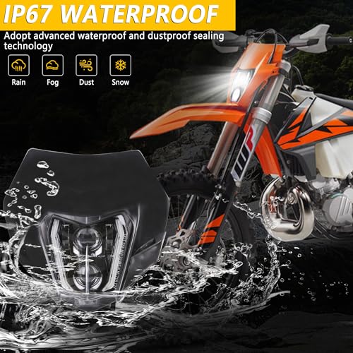 RAMJET4X4 LED Motorcycle Headlight Dirt Bike DRL Headlamp with Bezel Compatible With Motocross Pit Bike Enduro ATV Supermoto 150 250 350 450 500 SX XCW EXC SXF XC SMC R 690 - Image 5