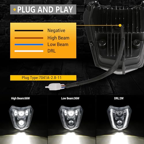 RAMJET4X4 LED Motorcycle Headlight Dirt Bike DRL Headlamp with Bezel Compatible With Motocross Pit Bike Enduro ATV Supermoto 150 250 350 450 500 SX XCW EXC SXF XC SMC R 690 - Image 3