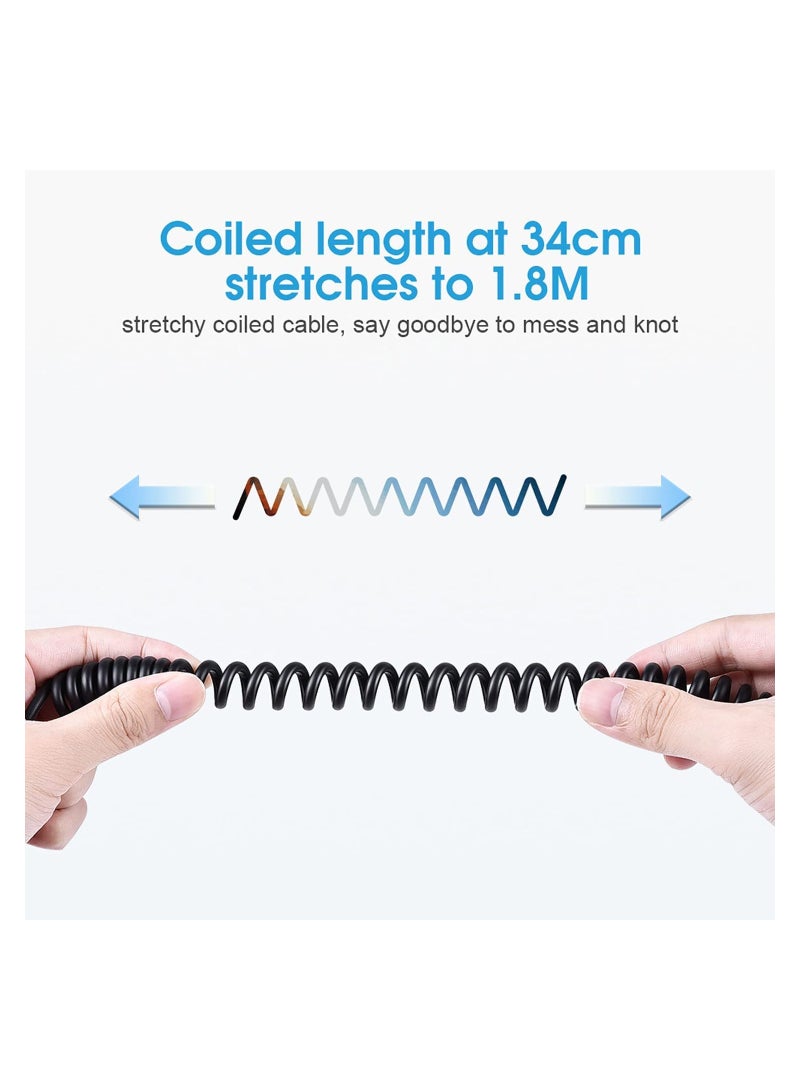 SYOSI Coiled USB C Charging Cable, 90 Degree USB C Cable USB 2.0 to Type C Right Angle Max 6ft USB C Cable USB 2.0 to Type C Sync Cable Coiled for S21/S20/S10/S9,P40/P30/P20/Mate30, Pixel 5/4/3 - Image 4