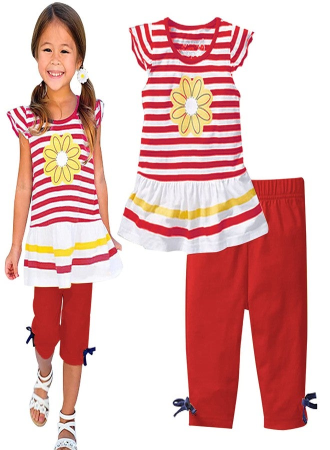 LUKYCILD Baby Girls Summer Clothes Casual Clothing Suit Short Sleeve Striped T-Shirt +Pants - Image 1