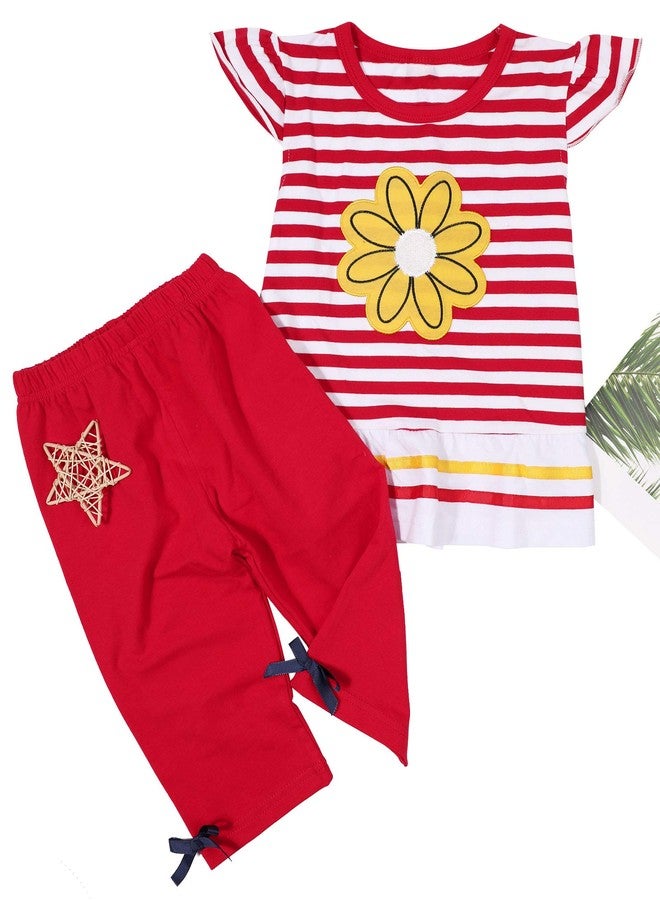 LUKYCILD Baby Girls Summer Clothes Casual Clothing Suit Short Sleeve Striped T-Shirt +Pants - Image 5