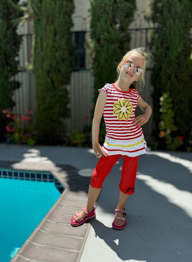 LUKYCILD Baby Girls Summer Clothes Casual Clothing Suit Short Sleeve Striped T-Shirt +Pants - Image 2