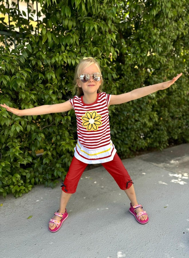 LUKYCILD Baby Girls Summer Clothes Casual Clothing Suit Short Sleeve Striped T-Shirt +Pants - Image 3