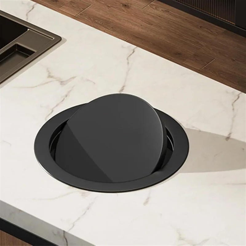 Built-in Dustbin Lid Built-in Countertop Trash Bin Lid and Waste Chute Lid, Stainless Steel Balance Flap Cover, Trash Grommet Swing Trash Can,Silver Small-One Size - Image 4