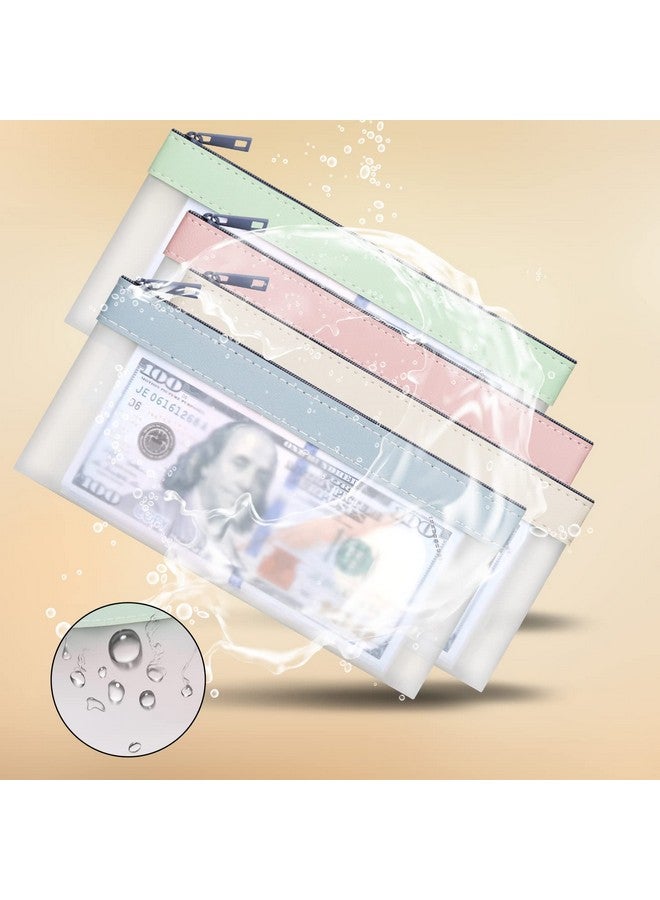 VOCHIC 4 Pieces Money Bags With Zipper Cash Envelopes7.6 X 3.7 Inch Money Pouch Clear Bank Deposit Bags Bank Bag Cash Bag Coin Bag For Collectors Multipurpose Check Wallet With 4 Colors - Image 2