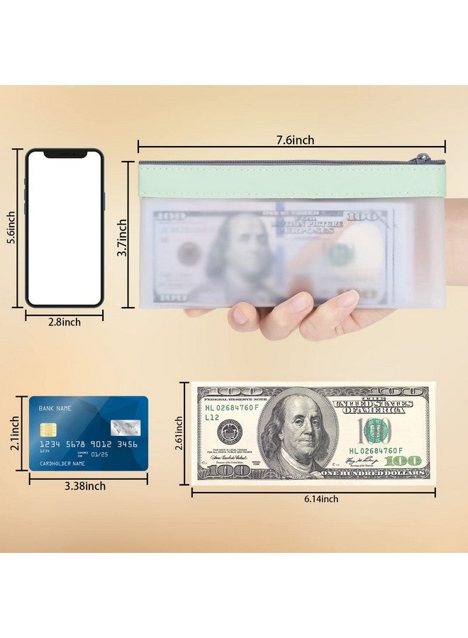 VOCHIC 4 Pieces Money Bags With Zipper Cash Envelopes7.6 X 3.7 Inch Money Pouch Clear Bank Deposit Bags Bank Bag Cash Bag Coin Bag For Collectors Multipurpose Check Wallet With 4 Colors - Image 3