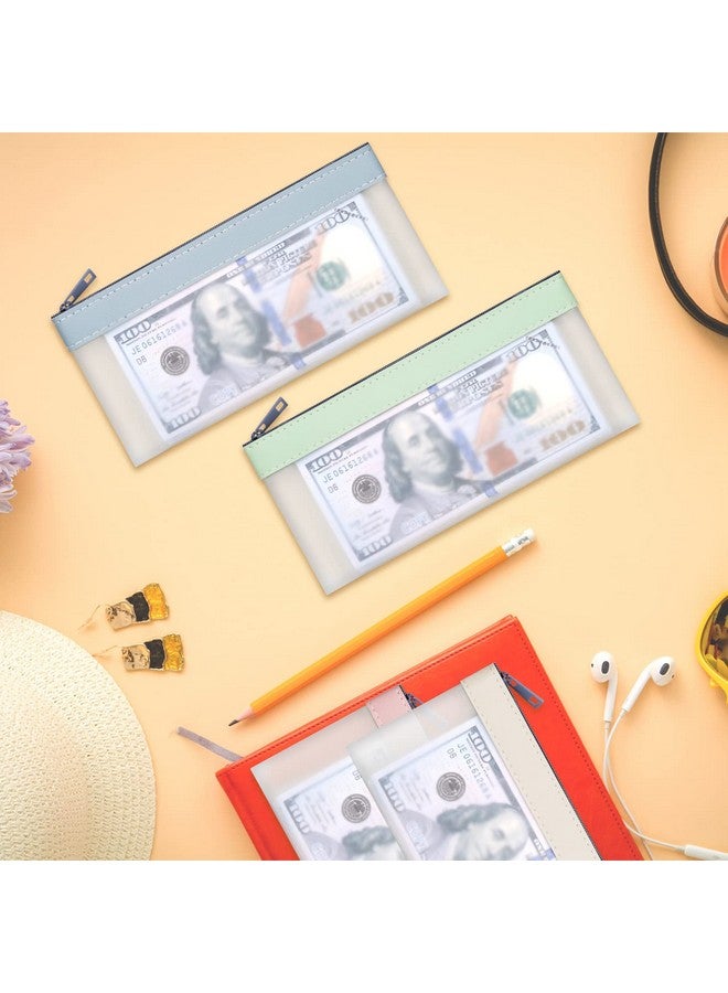 VOCHIC 4 Pieces Money Bags With Zipper Cash Envelopes7.6 X 3.7 Inch Money Pouch Clear Bank Deposit Bags Bank Bag Cash Bag Coin Bag For Collectors Multipurpose Check Wallet With 4 Colors - Image 5